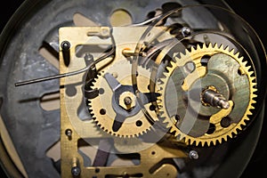 Macro shot of clockwork gears inside the watch