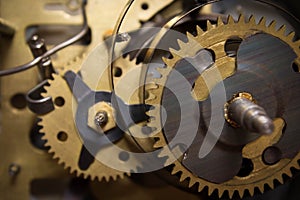 Macro shot of clockwork gears inside the watch