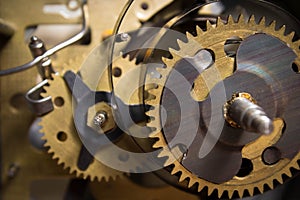 Macro shot of clockwork gears inside the watch