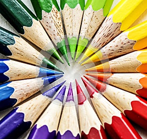 Macro shot of color pencils