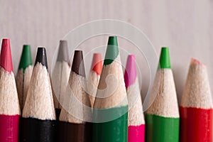 Macro shot of colored pencils background. Back to school concept