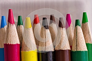 Macro shot of colored pencils background. Back to school concept