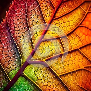 Macro shot of a colorful leaf texture
