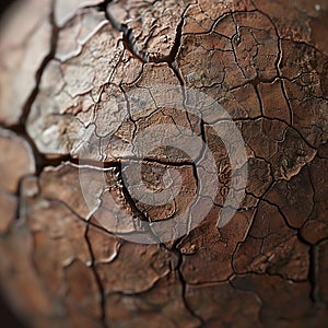 macro shot of cracked walnut shell with rough texture