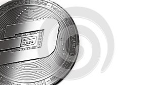 Macro shot of Dash coin and copy space