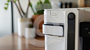 Macro shot of a detachable alarm feature on the dispenser allowing users to take the reminder with them onthego photo