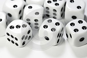 Macro shot of dice on white background