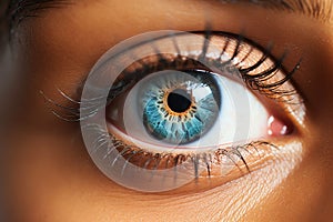 Macro shot of female blue eye