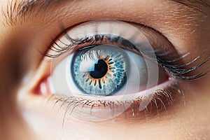 Macro shot of female blue eye