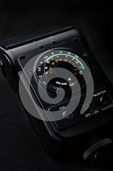 Macro shot of a flash control system of a camera