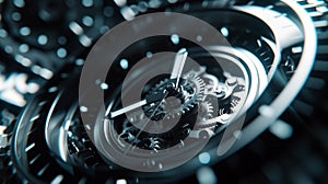 A macro shot of the gears inside a watch, showcasing the complexity behind time's simple facade.