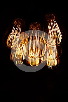 Macro shot of glowing light bulbs