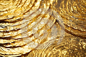 macro shot of gold foil twirls