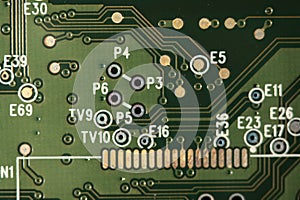 Macro shot of hard disk board oxides