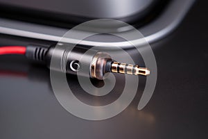 macro shot of headphone jack unplugged