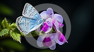 Macro Shot Of Holly Blue Butterfly On Foxglove