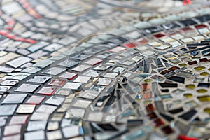 macro shot of intricate glass tesserae in a mosaic design