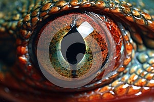 macro shot of lizards eye while eating a bug