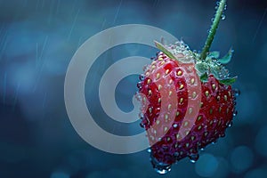 Macro shot of a luscious strawberry, with its vivid red surface and seed-speckled texture