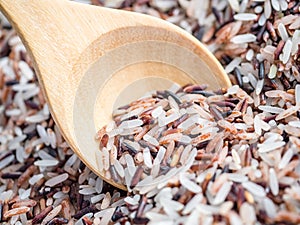 Macro shot of mixed raw rice