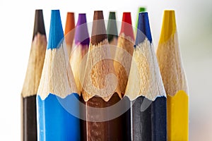 Macro shot of multi-colored drawing  pencils.