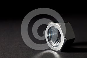 Macro Shot Of Nut On Black