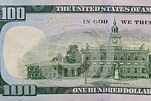 Macro shot of one hundred dollars bill