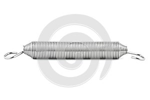 A macro shot of one new steel spring, isolated on a white background.