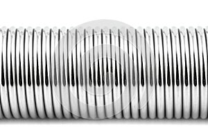 A macro shot of one new steel spring, isolated on a white background.