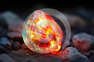 macro shot of an opals fire within