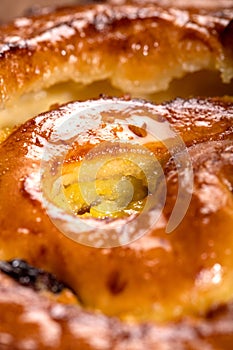 Macro shot of a pain aux raisins