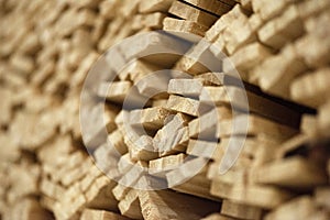 Macro shot of pine slat pieces abstract wooden pattern