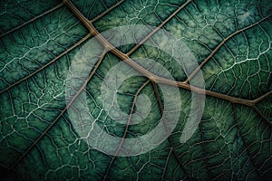 macro shot of plant leaf with intricate details, including veins and textures