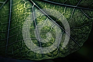 macro shot of plant leaf with intricate details, including veins and textures