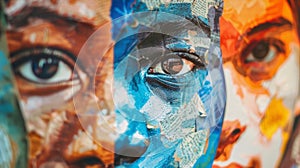 Macro shot of a poster section titled Creating Inclusive and Diverse Themes featuring images of students from different