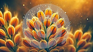 Macro shot of rice pollen grains