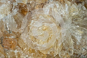 Macro shot of a sample of natural stone - untreated citrine yellow quartz