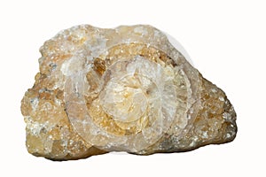 Macro shot of a sample of natural stone - untreated citrine yellow quartz