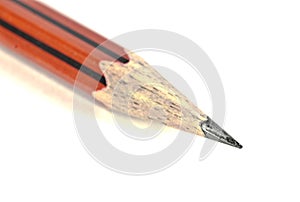 Macro shot of a sharpened pointed lead pencil