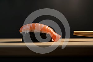 Macro shot of sushi on a table