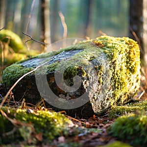 Golden Hour Glow on Granite Boulder photo
