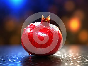 Macro shot, very close shot of a the aril of a pomegranate.