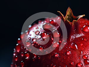 Macro shot, very close shot of a the aril of a pomegranate.