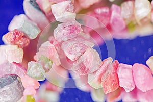 Macro shot of watermelon tourmaline crystals in necklace