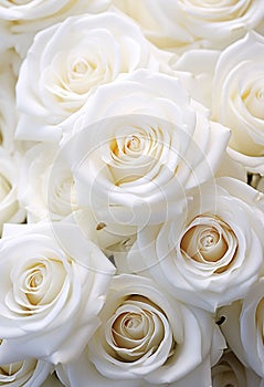 Macro shot of a white rose bouquet