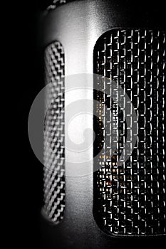 Macro Side View of Isolated Large Diaphragm Condenser Microphone Grill