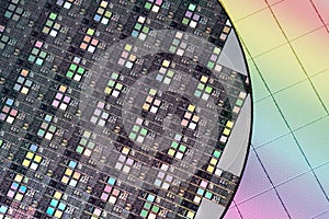 Macro of silicon semiconductor wafer. photo