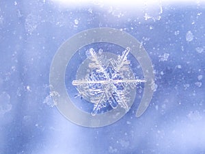 Macro six-pointed snowflake