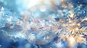 Macro snowflake background. Illustration AI Generative