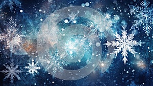 Macro snowflake background. Illustration AI Generative